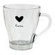 Clayre eef glazen transparant theeglas met een hartje en de tekst love erop 11x8x10cm 200ml