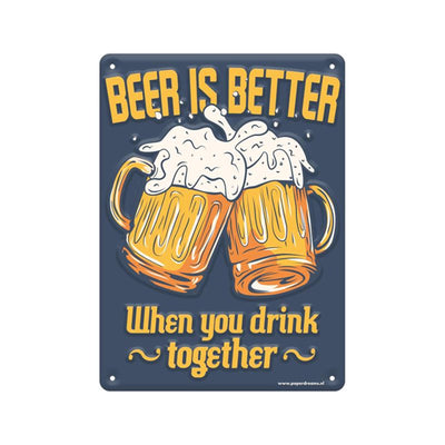 Paperdreams tekstbord metaal 22x16,5cm - beer is better