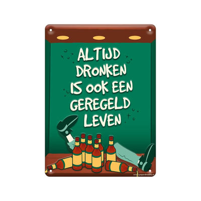 Paperdreams tekstbord metaal 22x16,5cm - altijd dronken