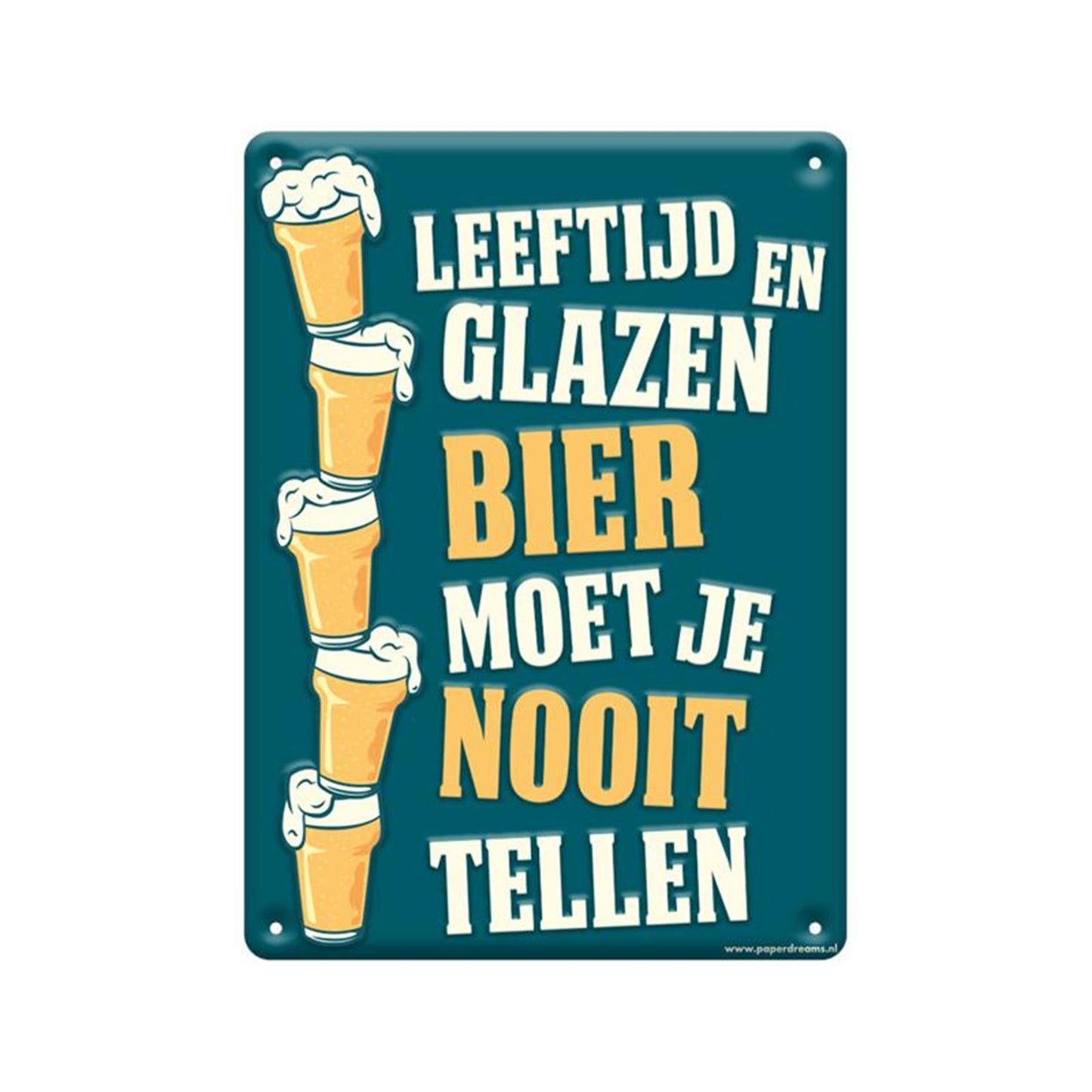 Paperdreams tekstbord metaal 22x16,5cm - leeftijd en glazen bier