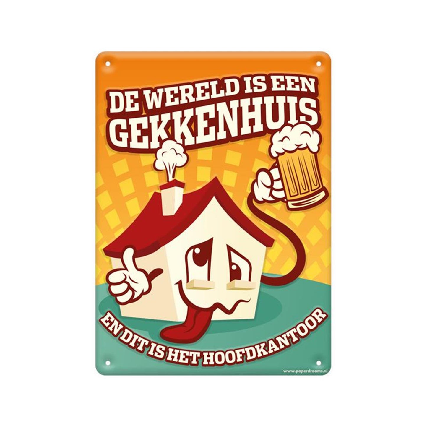 Paperdreams tekstbord metaal 22x16,5cm - gekkenhuis