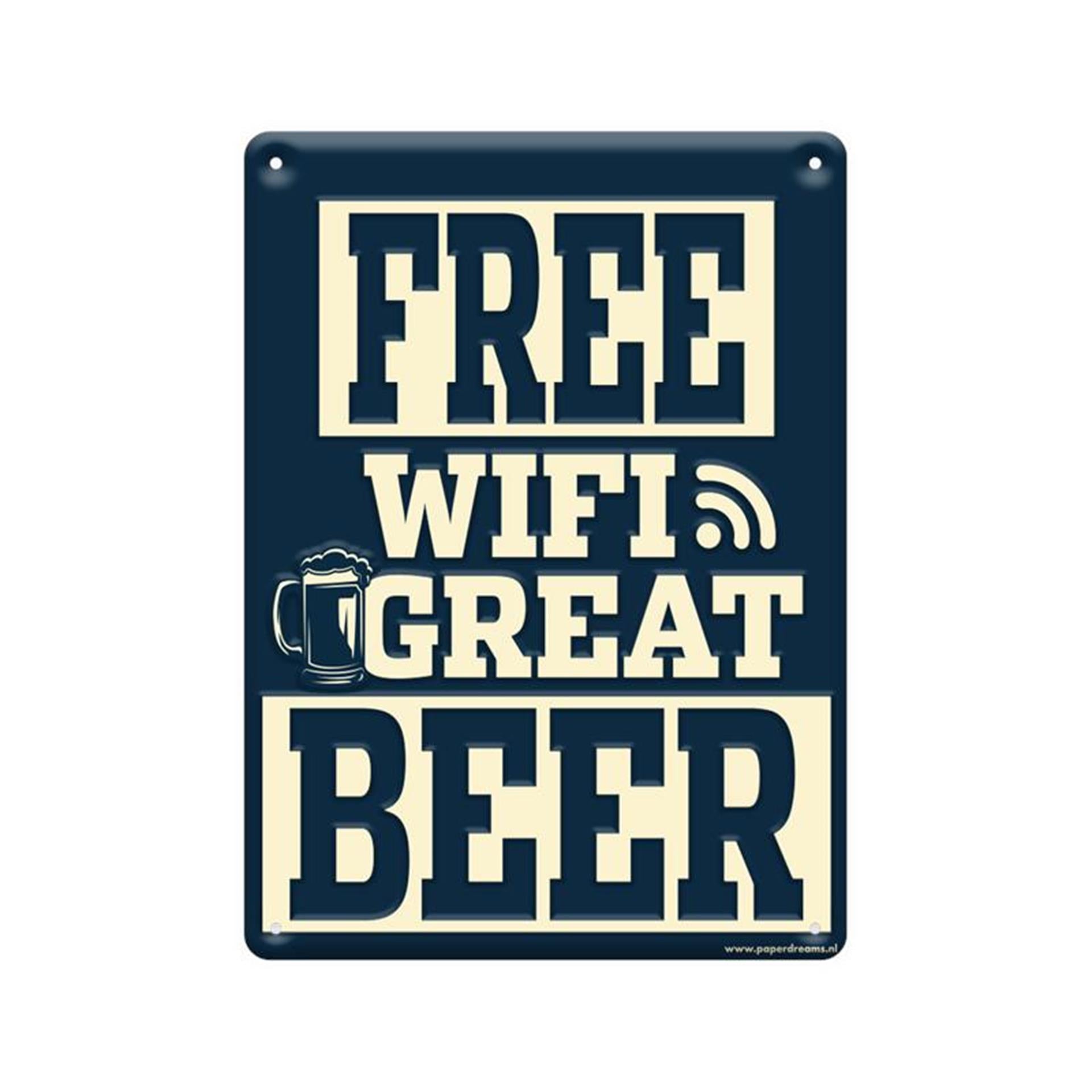 Paperdreams tekstbord metaal 22x16,5cm - free wifi
