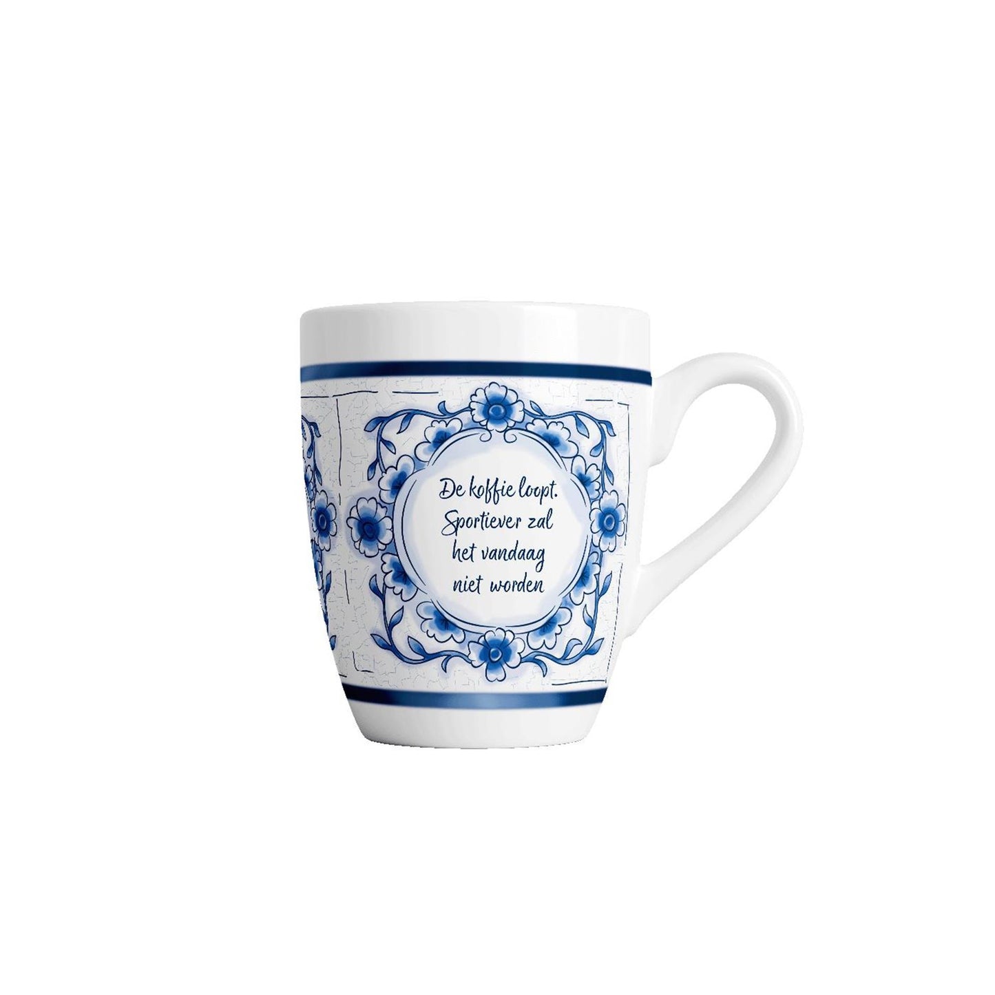 Paperdreams delfts blauwe mok - koffie loopt - keramiek 440ml
