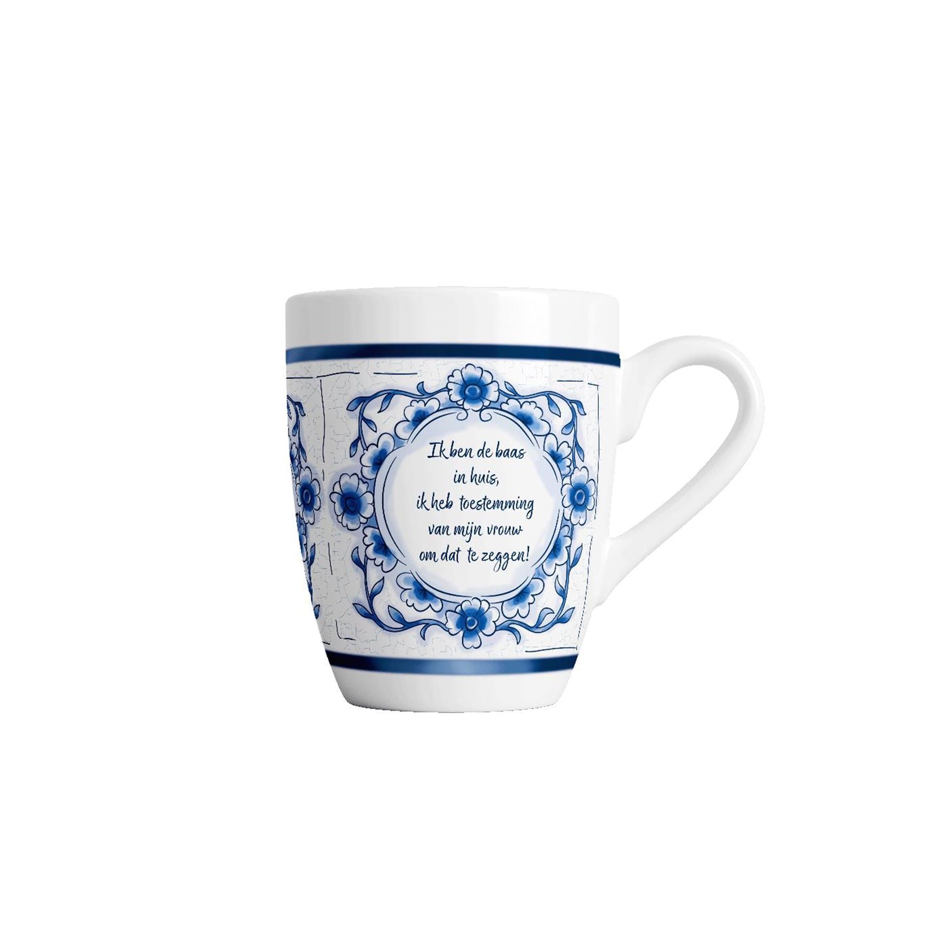 Paperdreams delfts blauwe mok - baas in huis - keramiek 440ml