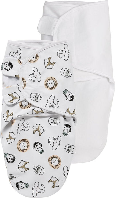 Meyco baby animal uni swaddle inbakerdoek - 2-pack - multicolour - 0-3 maanden - 1.0 tog