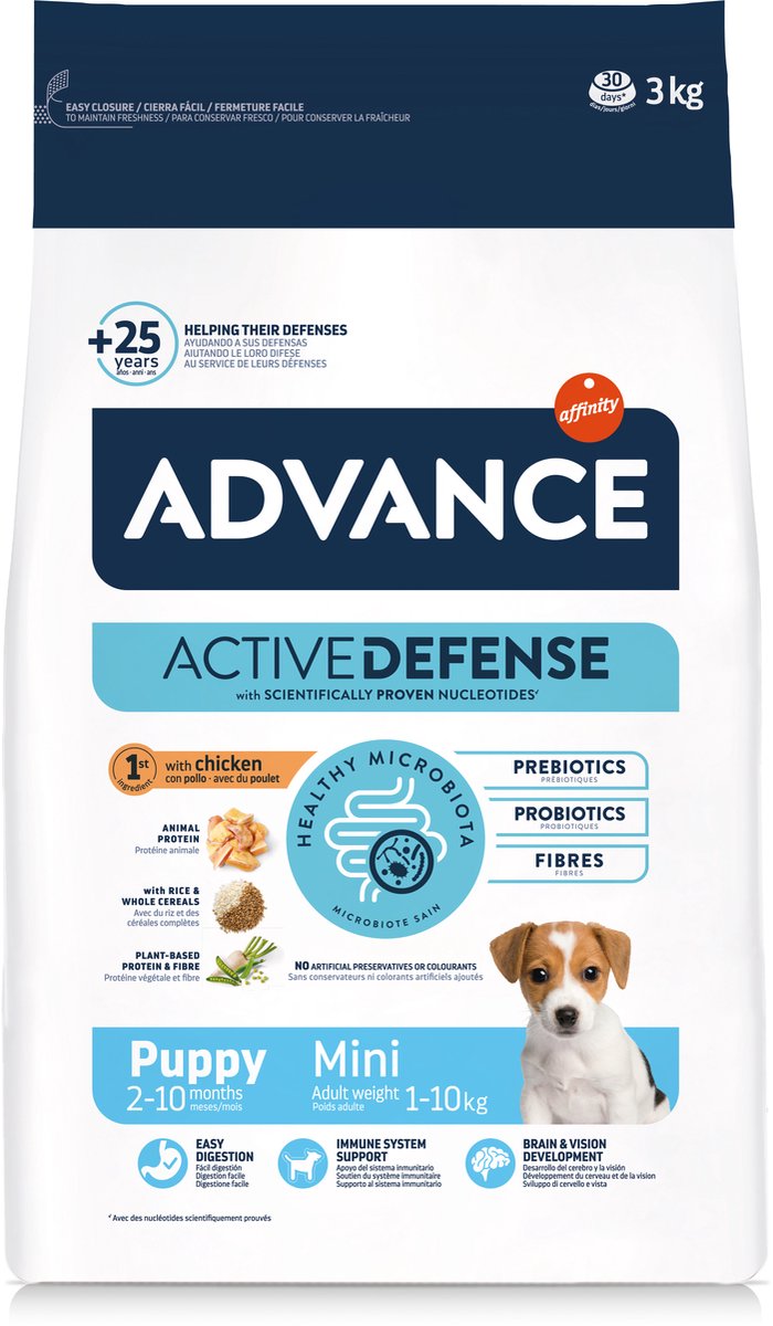 Advance hondenvoer puppy protect mini - kip en rijst - 3 kg, licht verteerbaar, voor kleine rassen