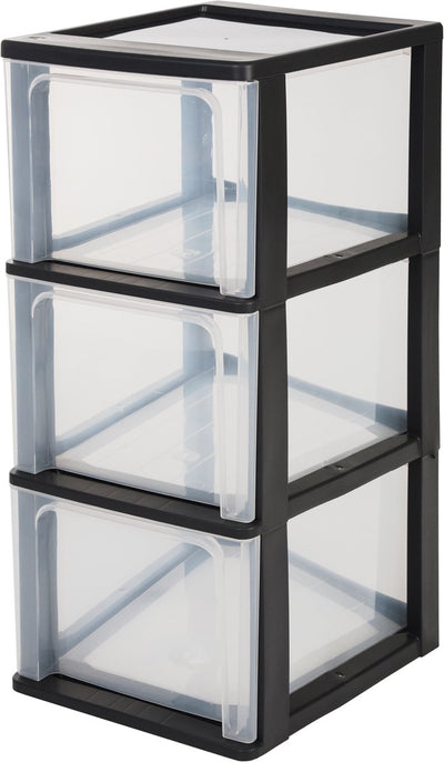 Iris organizer chest ladesysteem a4 - 3 diepe lades - 3 x 13l - kunststof - zwart transparant