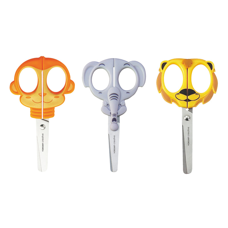 Vaessen creative • kinderscharen set aap olifant leeuw 3st.