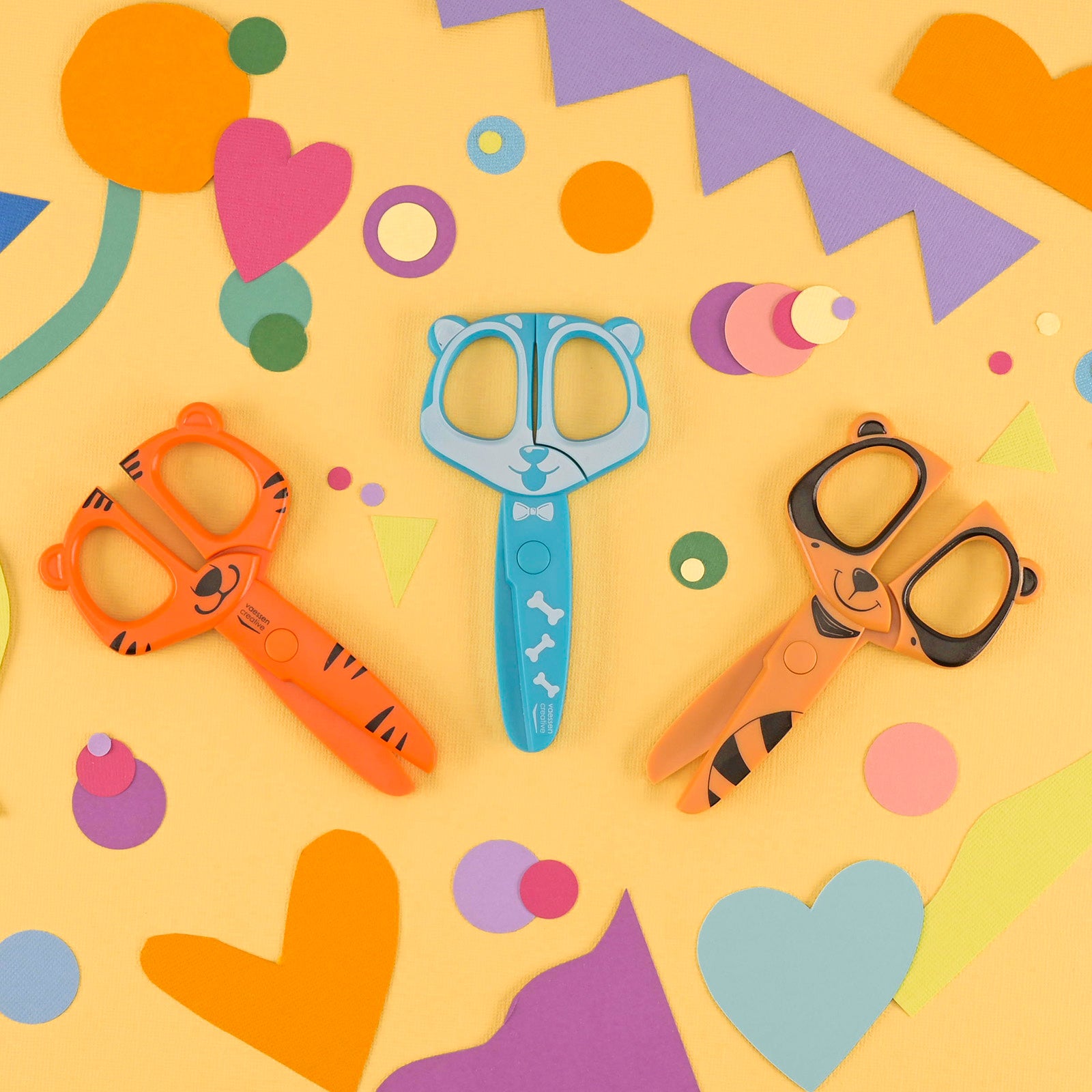 Vaessen creative • kinderscharen set wasbeer hond tijger 3st.