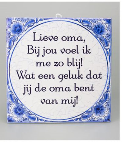 Paperdreams tegel - lieve oma delfts blauw
