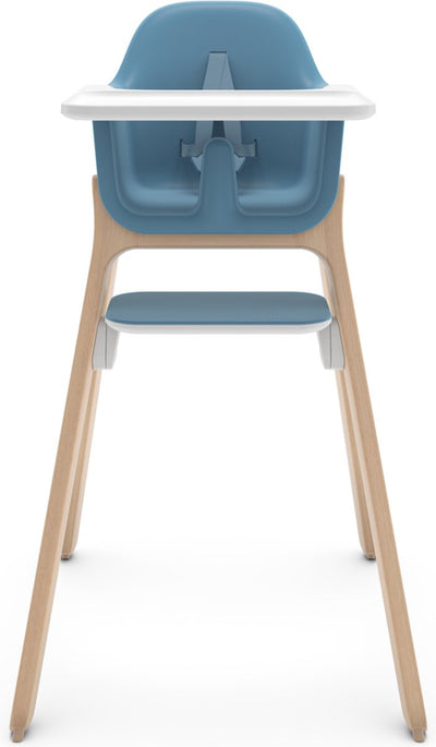 Uppababy ciro caleb - kinderstoel - blauw - hout - verstelbare voetensteun - afneembaar eetblad