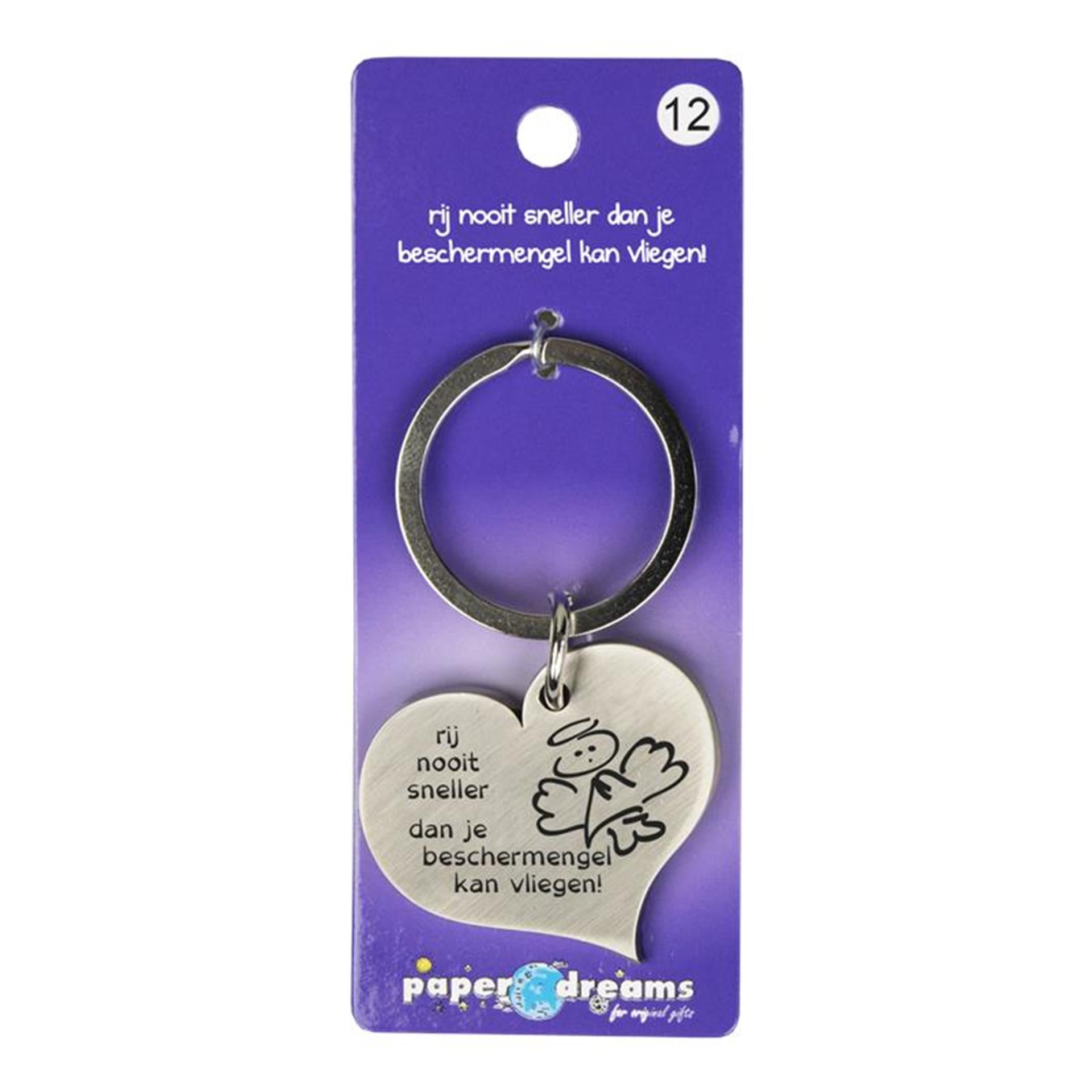 Paperdreams hart sleutelhanger beschermengel