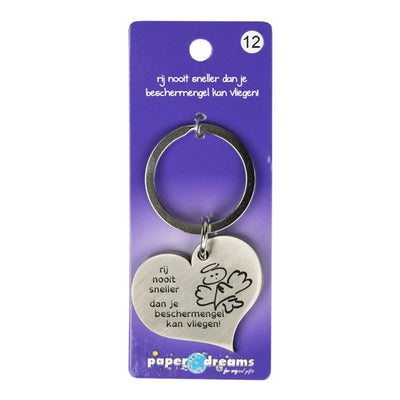 Paperdreams hart sleutelhanger beschermengel