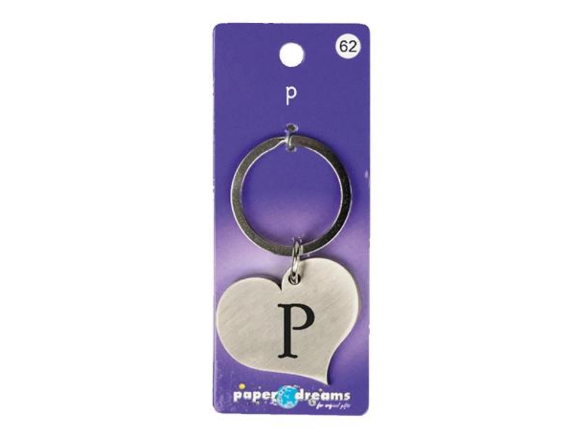 Paperdreams hart sleutelhanger - p hart sleutelhanger - p