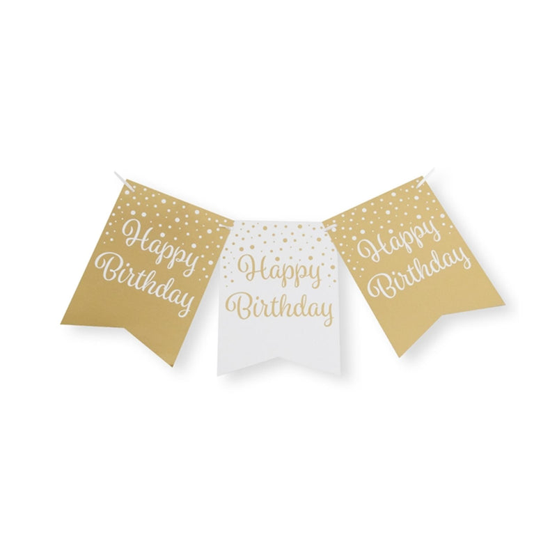 Paperdreams vlaggetjesslinger goud wit - birthday