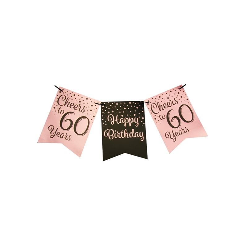 Paperdreams vlaggetjesslinger roze zwart - 60