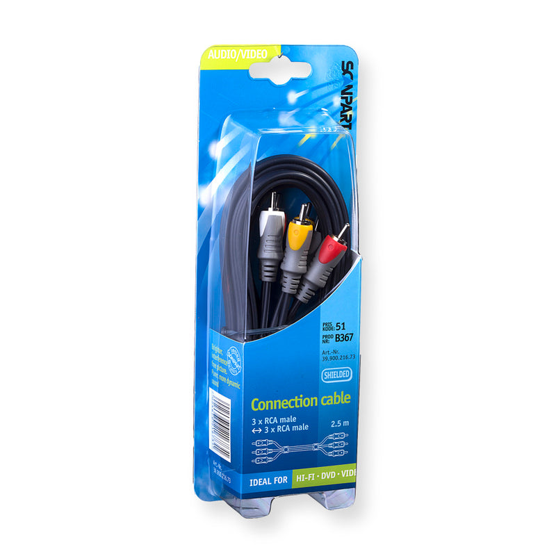 Scanpart aansluitkabel 3tulp(m)-(m) 2.5m