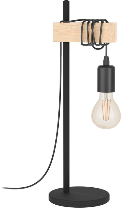Eglo townshend tafellamp - e27 - 50 cm - zwart bruin - fsc hout