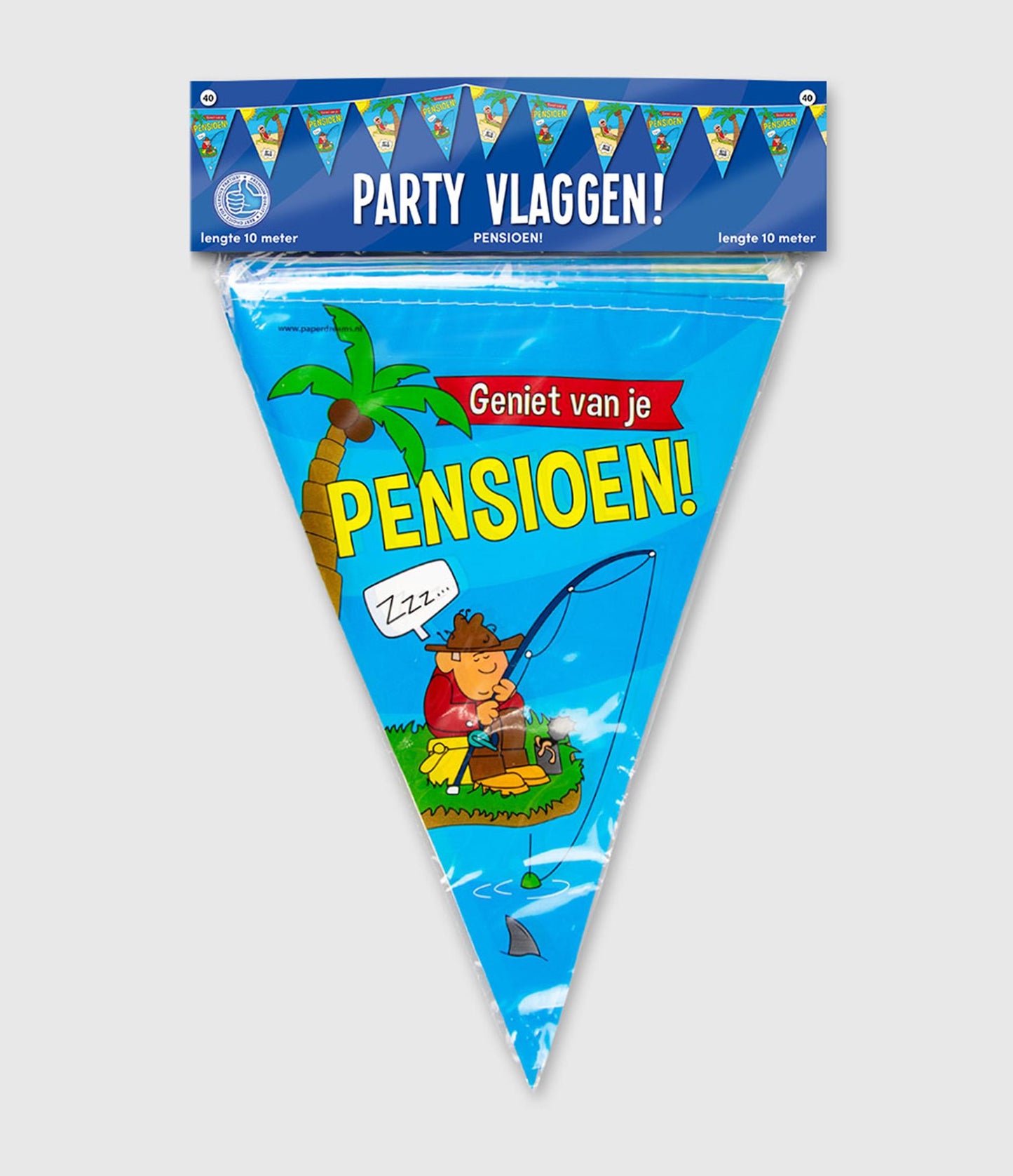Paperdreams party vlag - pensioen cartoon