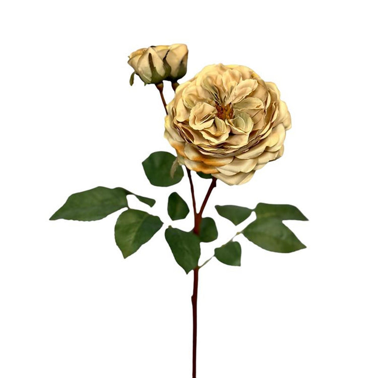 Roberts collection kunstbloem rozentak 1x open + 2 knop 55cm creme