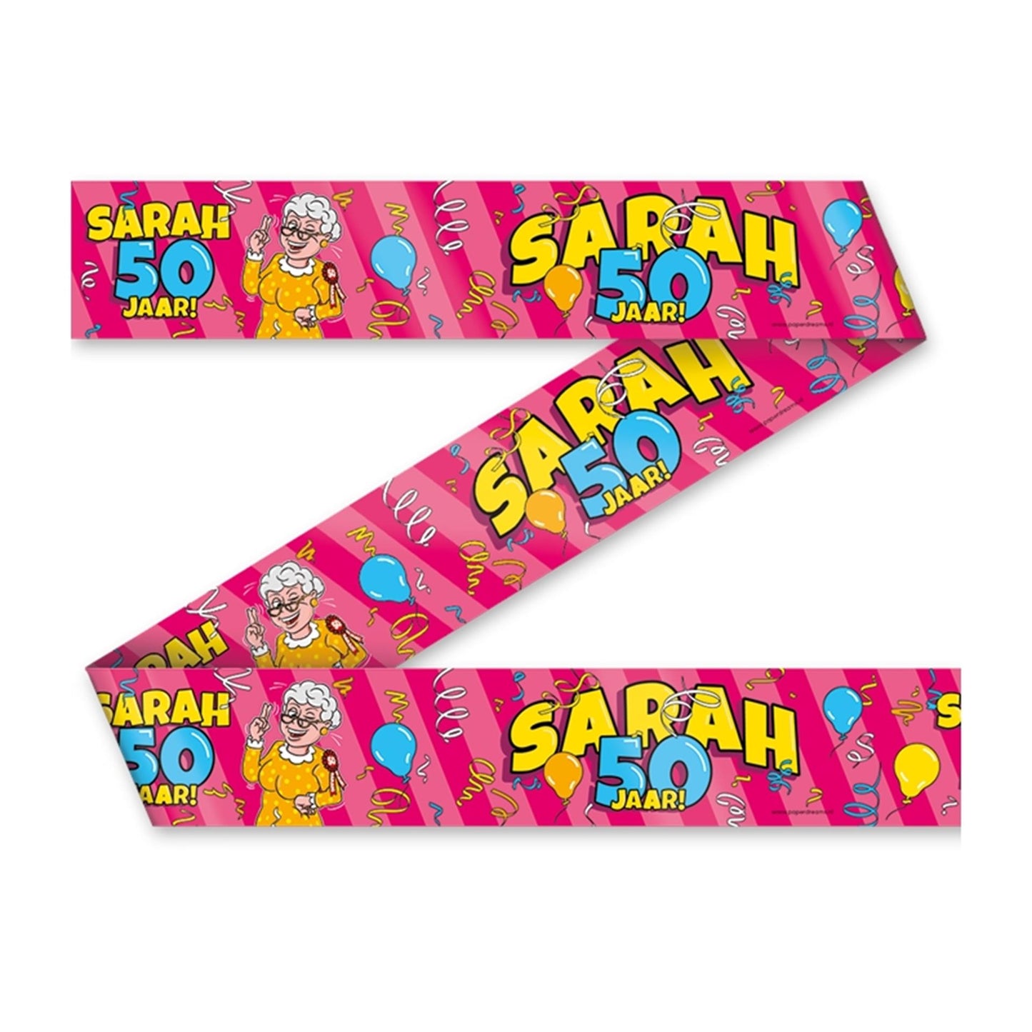 Paperdreams party tape - sarah 50 jaar cartoon