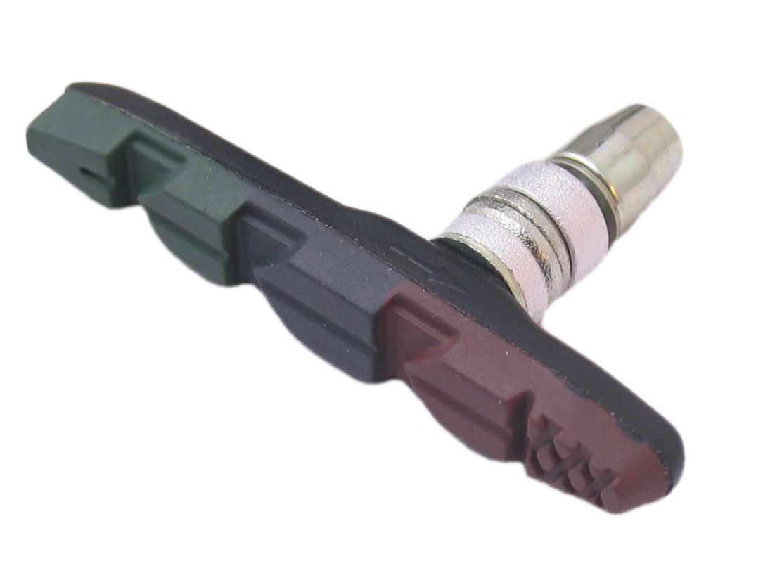Messingschlager remblokset v-brake met inbus 70mm triple-color (bruin zwart groen)