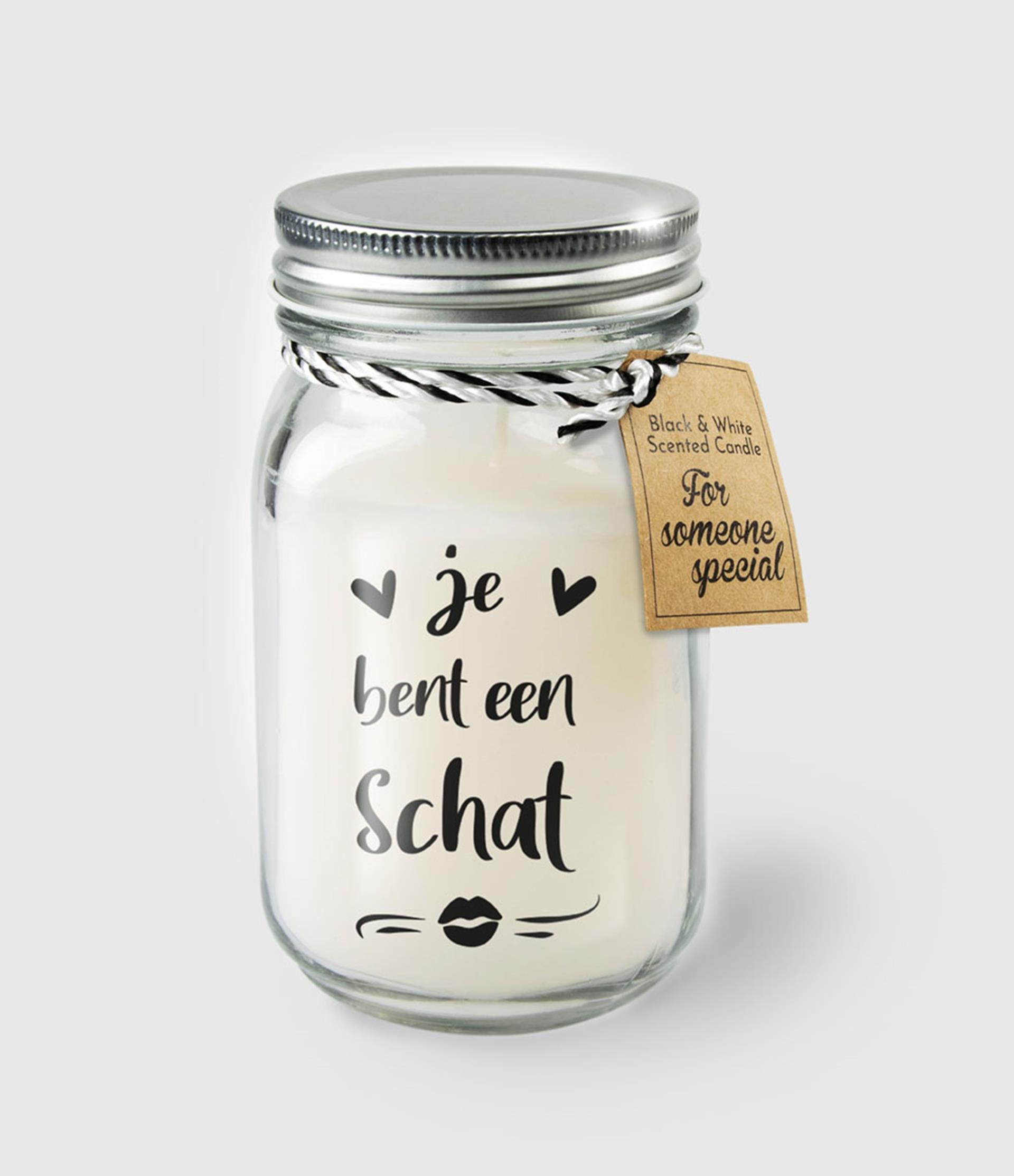 Paperdreams black white scented candles - je bent een schat