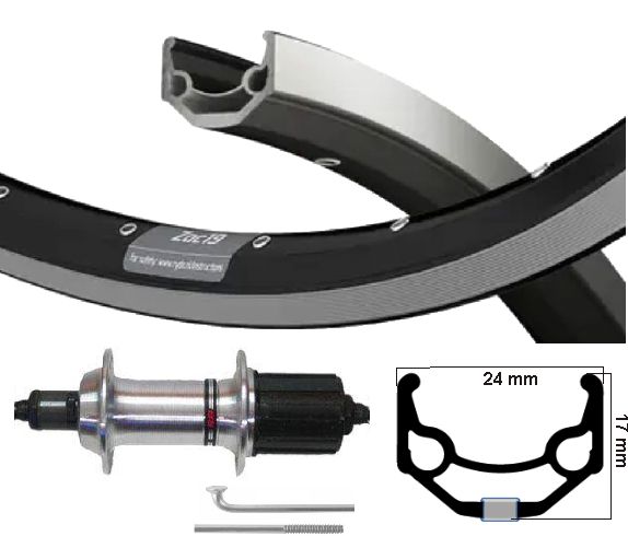 Kgs achterwiel 26 inch (559) zac 19 zw zilver 8 9 speed uitval