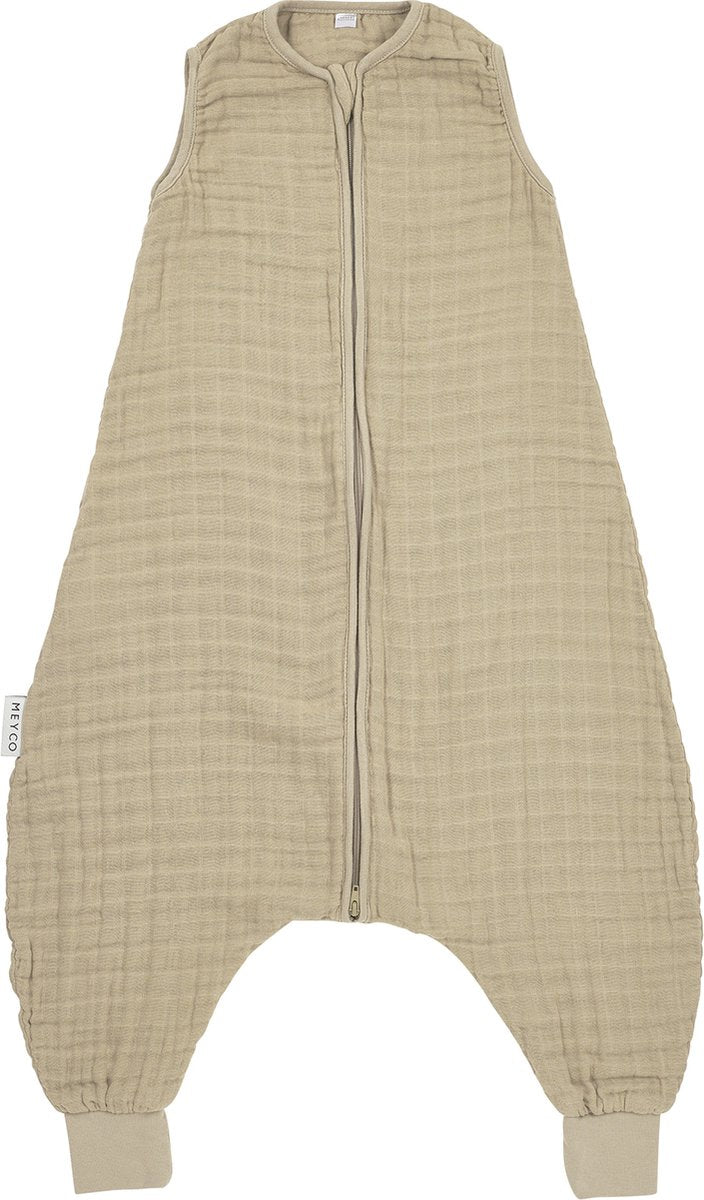 Meyco baby uni baby zomer slaapoverall jumper - pre-washed hydrofiel - sand - 80cm - 0.5 tog