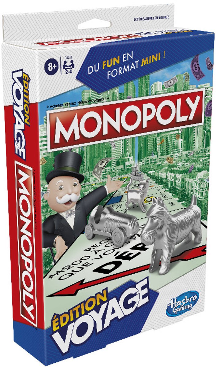 Hasbro gaming monopoly édition voyage, jeu portable pour 2 à 4 joueurs, jeu de voyage pour enfants à partir de 6 ans
