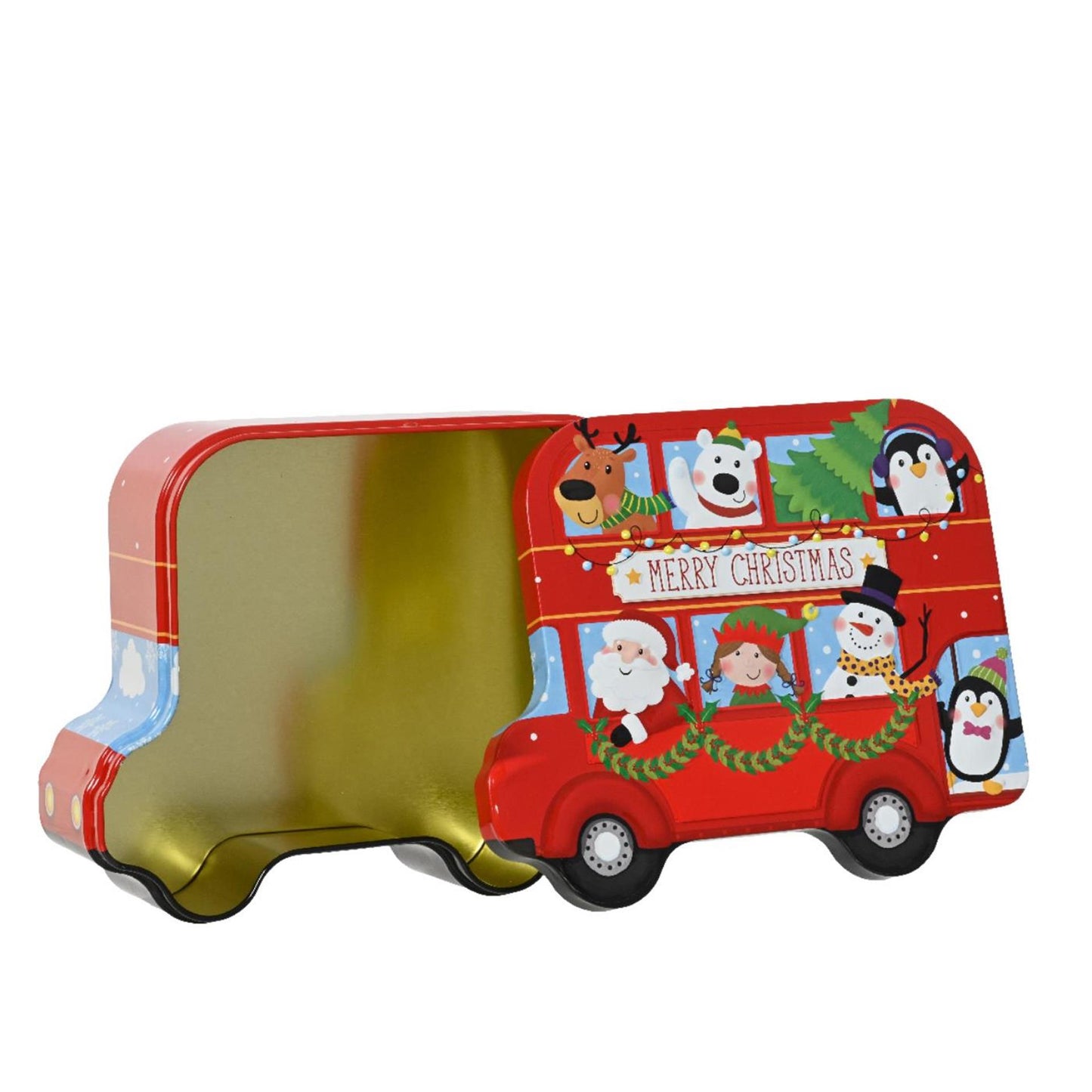 Decoris opbergblik kerst bus 19x15,5x7cm