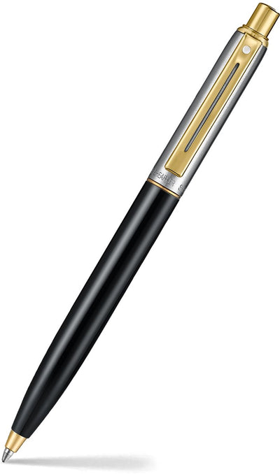 Sheaffer balpen - sentinel 335 - glanzend zwart en gepolijst chroom met pvd goudkleurige afwerking - sf-e233551