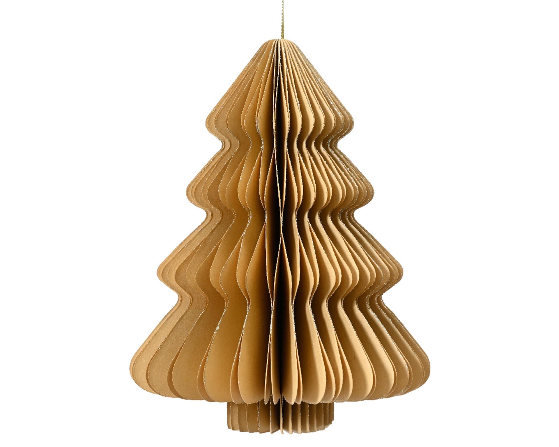 Decoris kersthanger kerstboom papier beige 15cm
