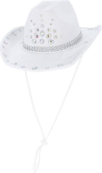 Smiffys kostuum hoed rhinestone cowboy hat wit