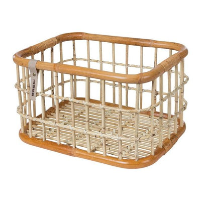 Basil Green Life - rotan fietsmand - large - voorop- natural bruin