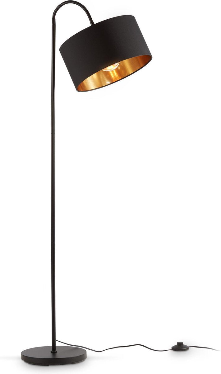 B.k.licht - vloerlamp - zwart gouden - h: 145cm - excl. e27 lichtbron