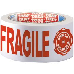 Verpakkingstape tesa fragile 12 m wit, rood