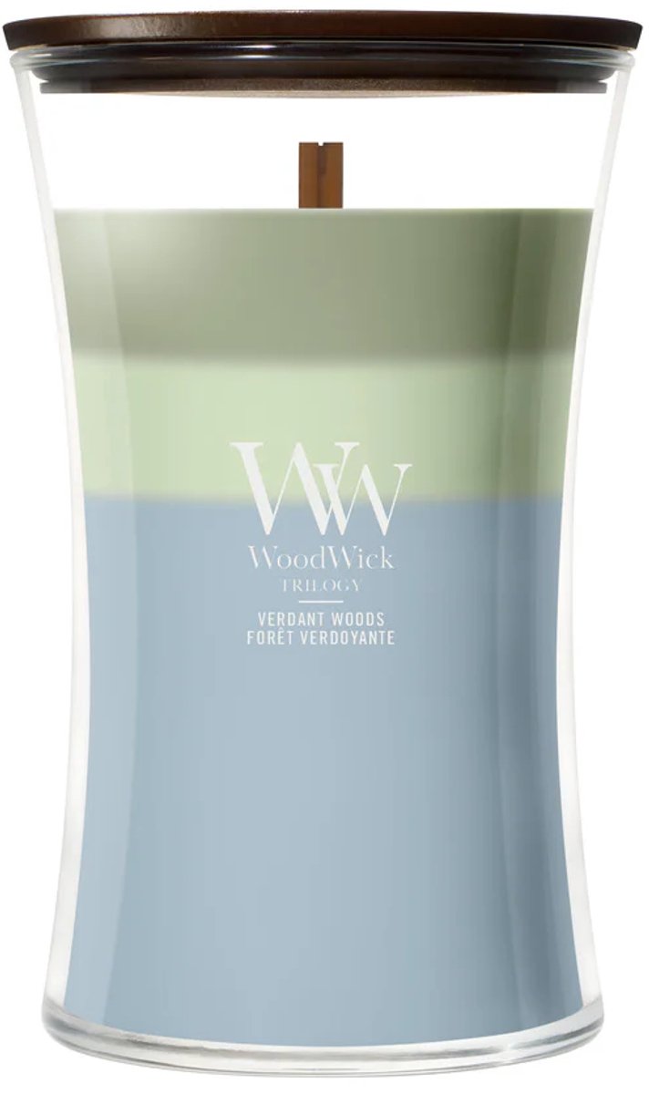 Woodwick hourglass - trilogy verdant woods - large geurkaars - 130 branduren