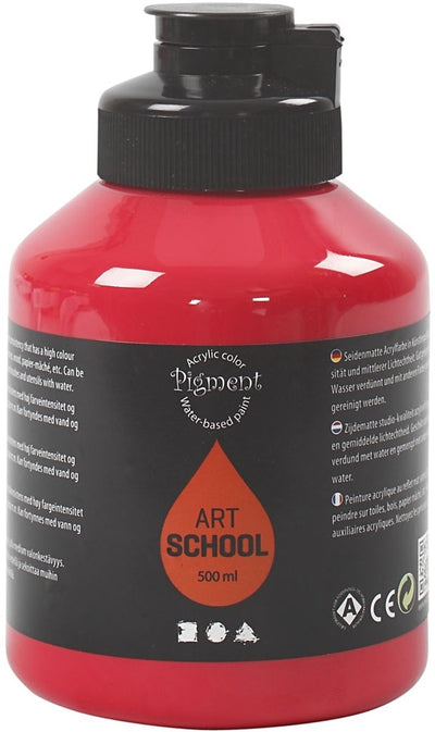 Pigment art school acrylverf – primaire rode verf – acrylaatverf – acrylic paint – hobbyverf – sneldrogend – semi transparant – semi glanzend – – 500 ml