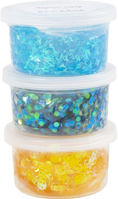 Creativ company sequin clay blauw groen - 6x60gr.