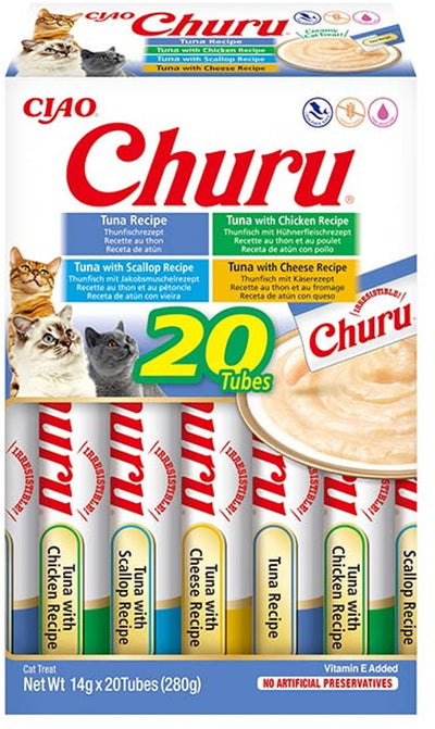 Inaba ciao churu creamy puree kattensnack liquid tonijn variëteiten 20x14g