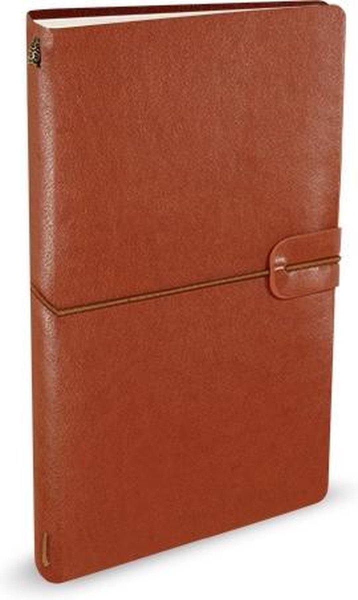 Peter pauper notitieboek - voyager - leder cover - nutmeg - met koordsluiting - 12x20 cm