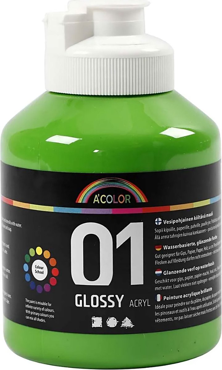 A-color glossy acrylverf, lichtgroen, 01 - glossy, 500 ml