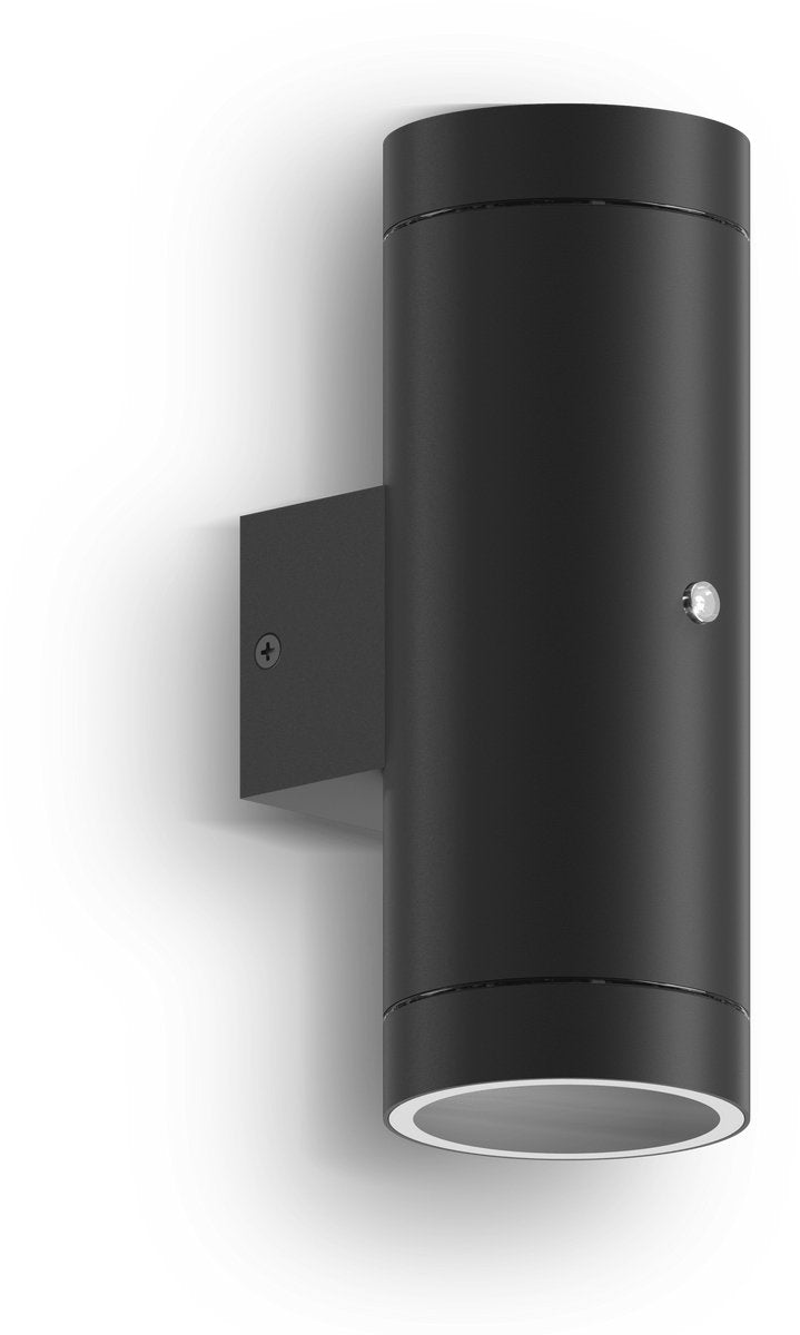 Calex pavia wandlamp - 2x gu10 - up down tuinverlichting - dag en nacht sensor - zwart