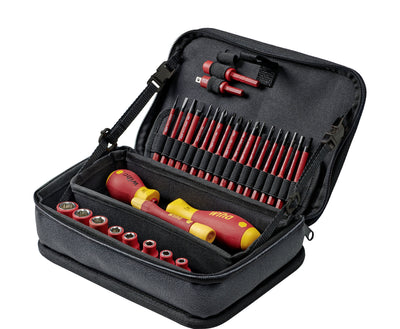 Wiha gereedschapset slimvario electric schroevendraaier (rood geel, 31-delig in functionele tas)