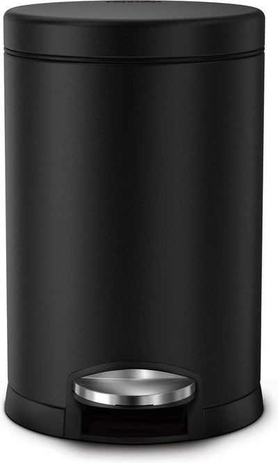 Simplehuman prullenbak rond 4,5 l - zwart - rvs