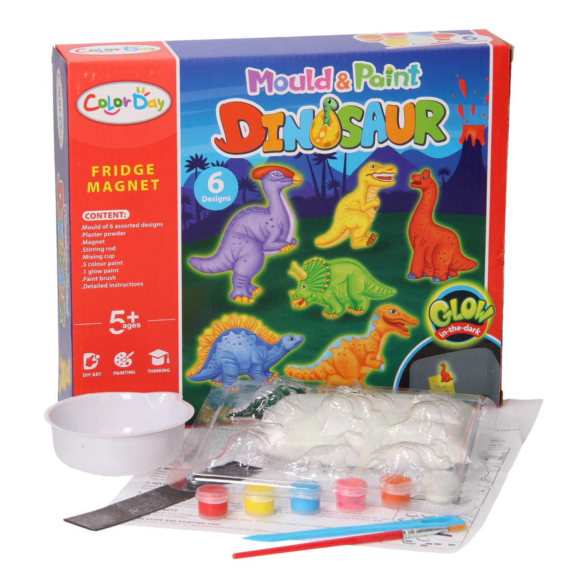 Gips gieten glow in the dark magneten - dino's