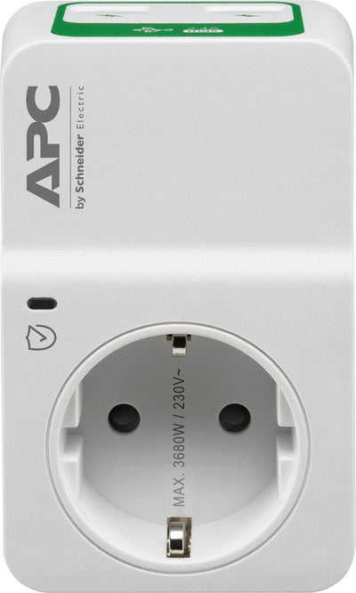Apc pm1wu2-gr tussenstekker met overspanningsbeveiliging 3680w 1x stopcontact + 2x usb