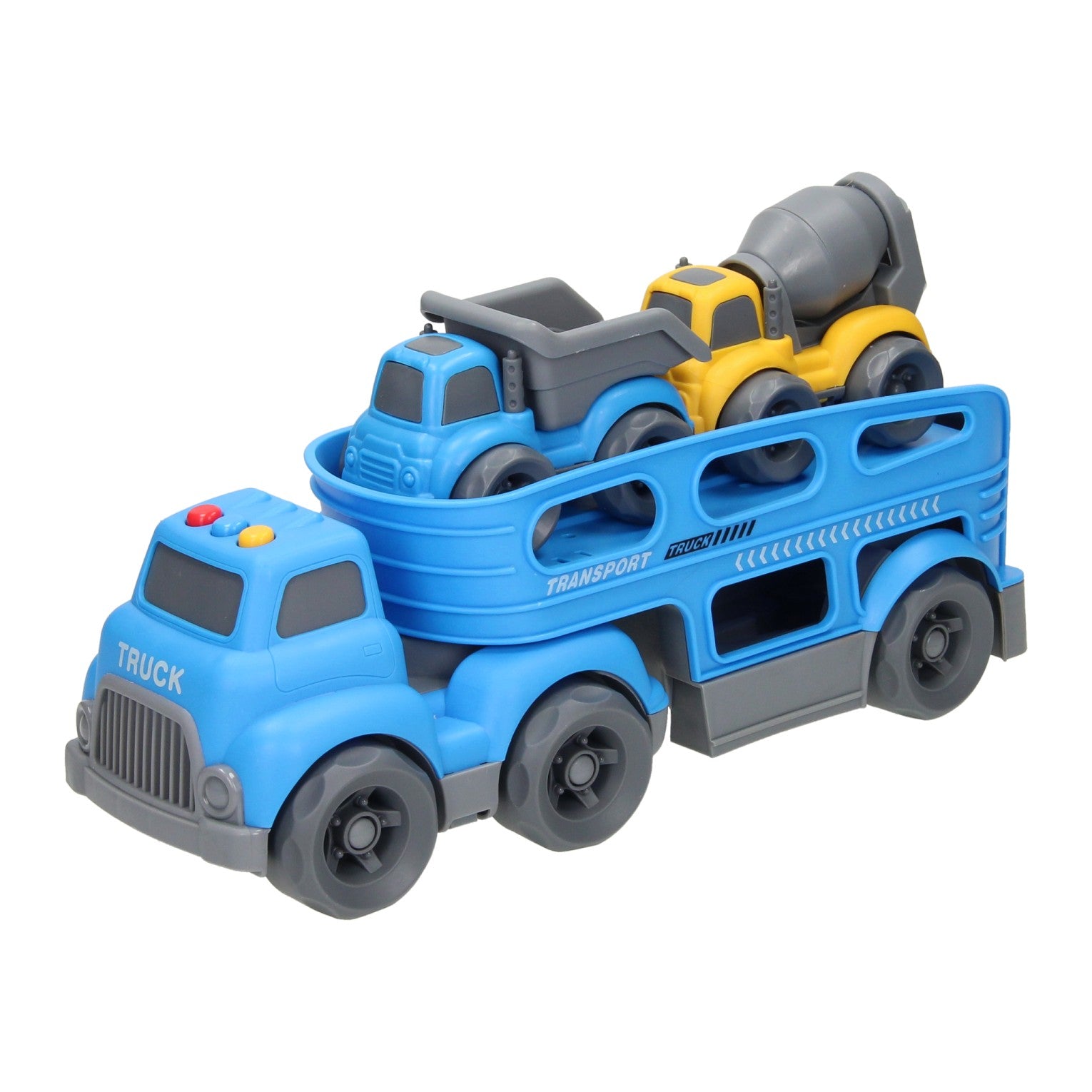Lobbes speelgoed bv transporter werkvoertuigen met geluid - blauw