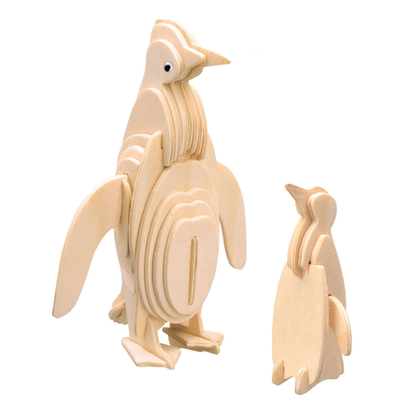 Houten bouwpakket pinguin familie